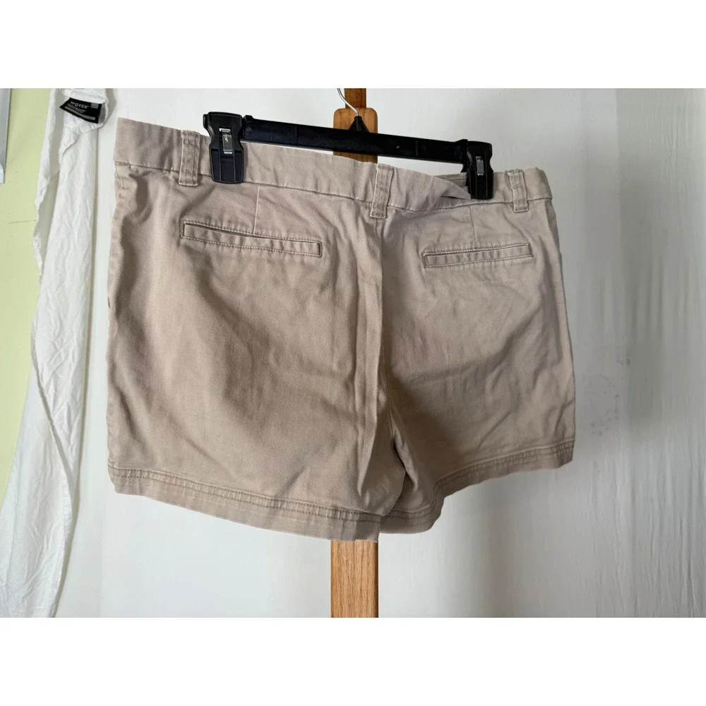 BCG Womens Khaki Chino Shorts Tan Size 14 Casual Cotton Blend Twill Mid Rise